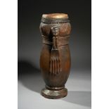 Tribal/Ethonographic: A drum “Ngeende”, Kuba people, DRC, 19th century 75cm, A human face, in the