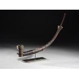 Tribal/Ethonographic: A tobacco pipe, Kuba people, DRC, 19th century 55cm, This elaborately carved