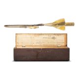 Scientific Instrument: A T Walker and Sons patent Harpoon brass ships log, in pine case with paper