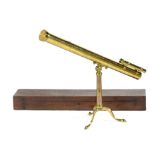 Collectibles: A Dollond brass telescope and fixtures including tripod in mahogany case, signed