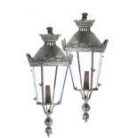 Lighting: A pair of bronze lanterns, circa 1860 96cm high