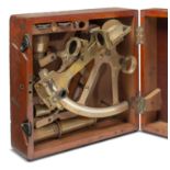 Scientific Instrument: An H. Hughes and Sons brass sextant no. 15037 on the arc, with makers’ name H