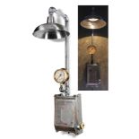 Lighting: An iron and brass wall light, made up from a 1950s Bill Royal 3 phase fuse box and