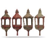 Lighting: Two pairs of Venetian painted sheet metal lanterns, late 19th/early 20th century 64cm high