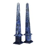 Minerals: A pair of sodalite obelisks, 65cm high