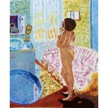 Paintings: A nude in a bedroom setting, Oil on canvas, 62cm by 52cm, together with an oil on