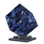 Minerals: A pair of sodalite cubes on stands, 36cm high