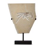 Fossils: An Aeger shrimp plaque, Sohlnhofen, Jurassic, on bronze base, 36cm high