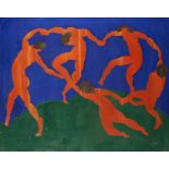 Paintings: After Matisse, The Dance, Oil on canvas, 122cm high by 153cm wide. This and the following