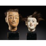 Tribal/Ethnographic: Couple of Indonesian wooden puppet heads, Probably Balinese, 2nd quarter of