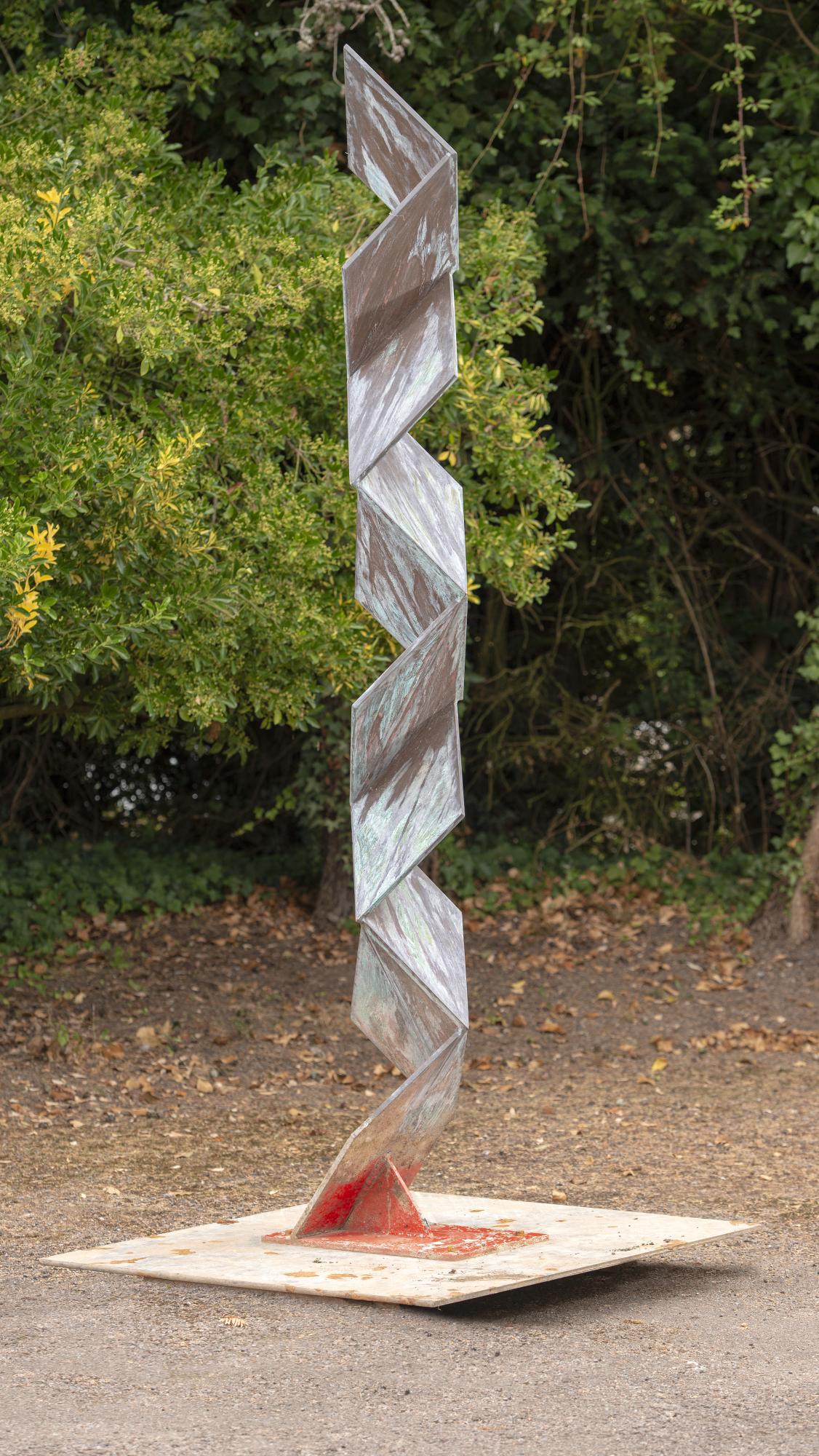Sculpture: John Robinson: A bronze abstract entitled Evolution, mounted on steel plate, 238cm