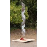 Sculpture: John Robinson: A bronze abstract entitled Evolution, mounted on steel plate, 238cm