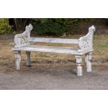 Garden Furniture: A carved white marble seat, Indian, late 19th/early 20th century, repairs and