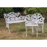 Garden Furniture: A suite of cast iron fern pattern furniture, American, 2nd half 19th century