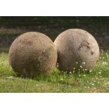 Finials: † A pair of carved sandstone gate pier ballsmodern30cm diamete