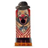 Games: A painted Passe-Boule game board of a Clown, modern, 85cm high by 32cm wide