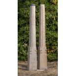 Columns: A pair of carved granite uprights, Indian, 19th/early 20th century, 170cm high