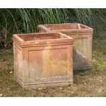 Plant pots/Planters: A pair of terracotta planters, late 20th century, 50cm square