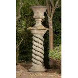 Plant pots/Planters: An extremely rare carved Bath stone urn on helix pierced and carved