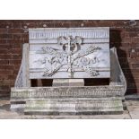 Architectural: A carved Travertine marble frieze plaque, 2nd half 19th century, carved with thunder