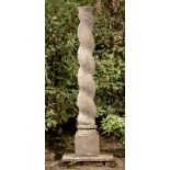 A carved grey marble Salomonic column, 19th century, 176cm high