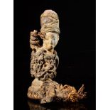 Tribal: Yombe half figure on Calabas Yombe people, DRC 23cm