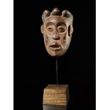 Tribal: Chokwe face mask with face scarification and lobbed headress Chokwe people, DRC 20cm