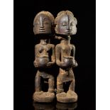 Tribal: Luba attached Janus figure Luba people, DRC 28cm