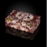 Minerals: A crazy lace agate box Mexico signed and in presentation box the agate box 19cm by 12.5cm