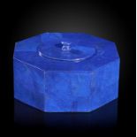 Minerals: An octagonal lapis lazuli veneered and marble casket 31cm