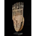 Tribal: Bambara N’Tomo face mask with aluminium decoration Bambara people, Mali 45cm