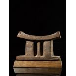 Tribal: Kuba head rest with linear design Kuba people, DRC 11cm