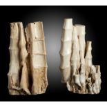 Minerals: Two stalactites carved to resemble bamboo Chinese, 20th century the taller 74cm