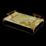 Minerals: A serpentine tray with gilt metal mounts 39cm by 26cm