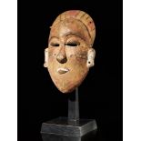 Tribal: Kwese face mask-scarifications and polychromed Kwese people, DRC 19cm