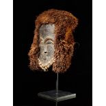 Tribal: Lele mask with raffia headress Lele people, DRC 36cm