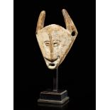 Tribal: Lega wooden miniature horned mask Lega people, DRC 12cm