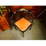 Edwardian inlaid corner chair