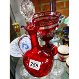 Antique Ruby glass jug etc.