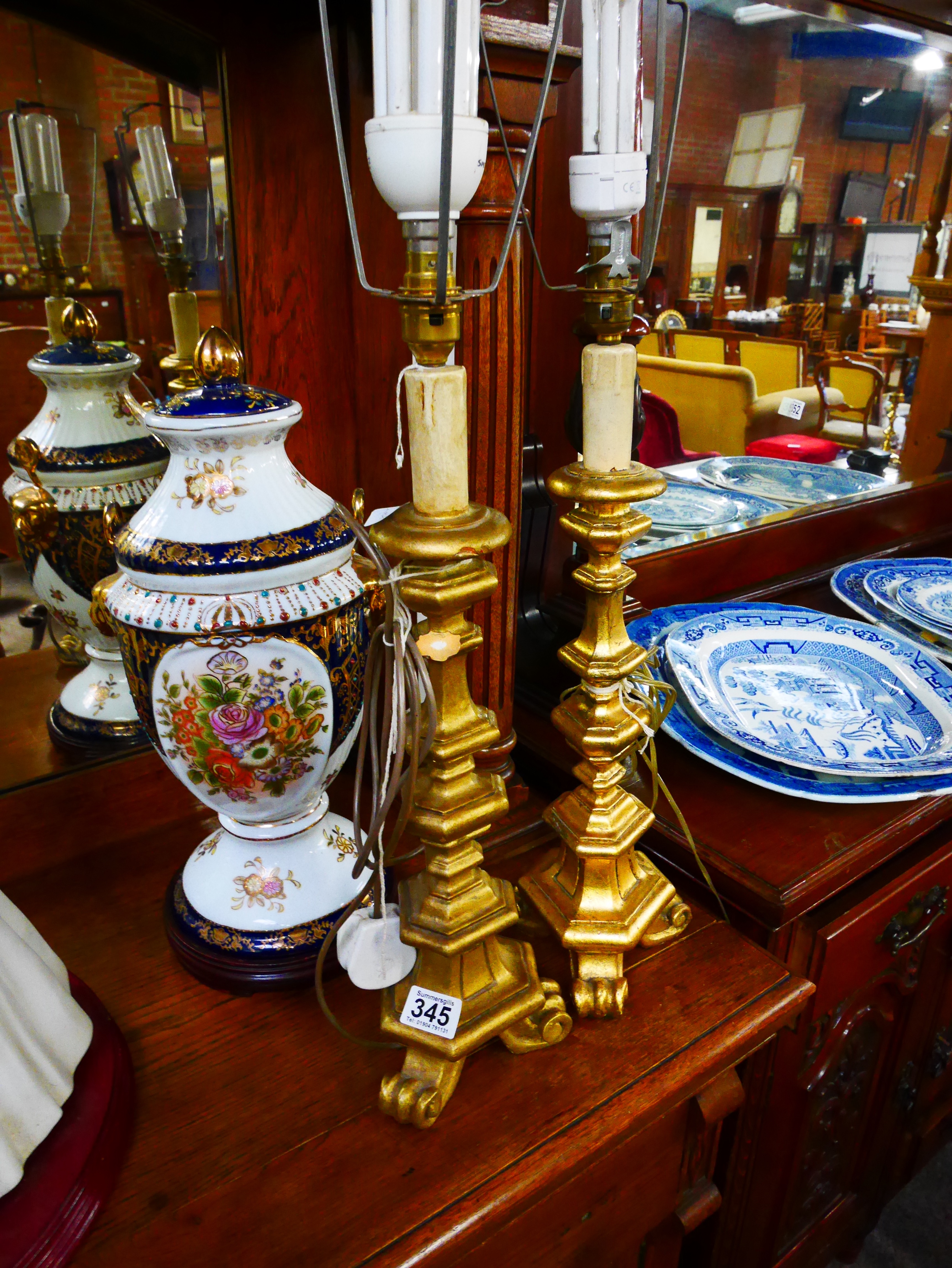 Pair of gilt lamps