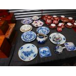 Early blue and white plates etc.