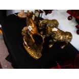 3 brass horse figures