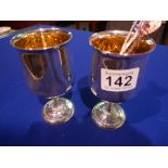 Sheffield silver goblet and spoons 438gms