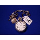 Silver pocket watch and chain