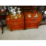 Pair of Oriental bedside cabinets