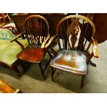 Pair of wheel back Windsor chairs