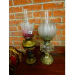 2 antique oil lamps