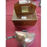 Copper kettle, clock and tea box