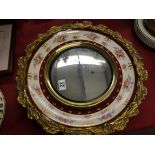 Pottery mirror with brass decoration 48cm width