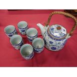 Chinese style tea pot and 6 mugs